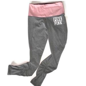 •PINK Gray High Rise Yoga Leggings w/ Ankle Detail